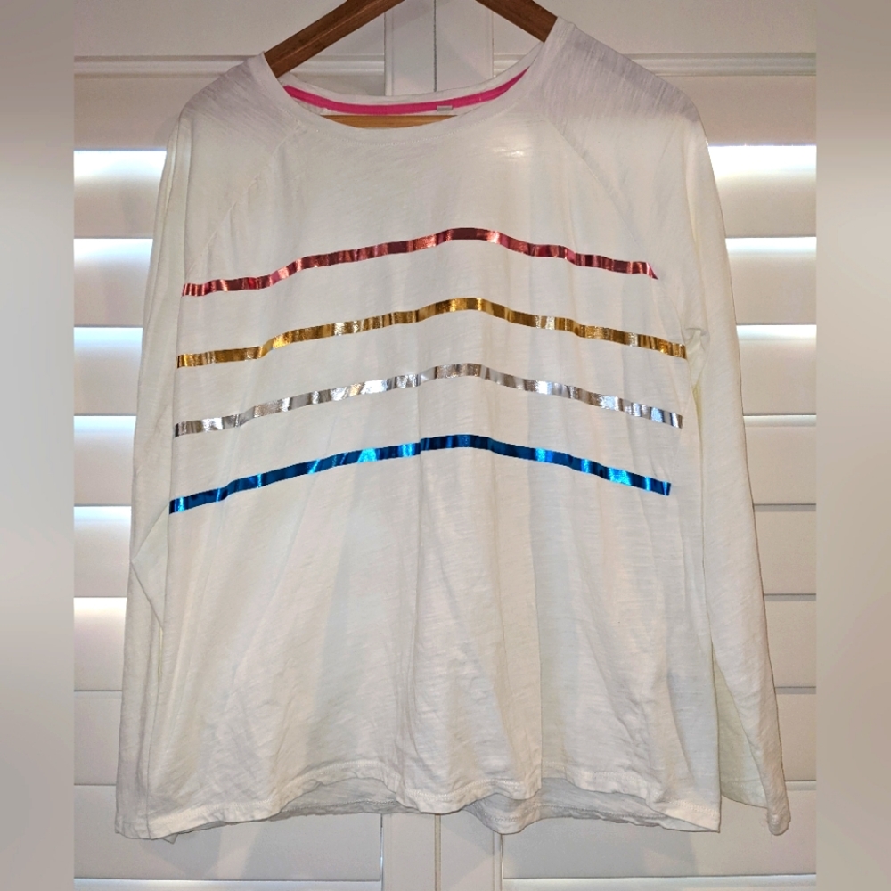 Boden Long Sleeve T Shirt w/ metallic stripes